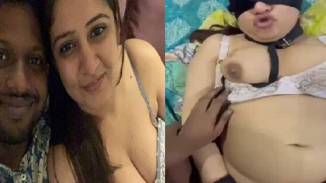 Chubby big boobs aunty blindfolded sex with secret lover