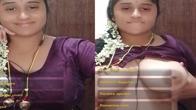 Telugu Chamet xxx saree girl shows big boobs on live chat sex
